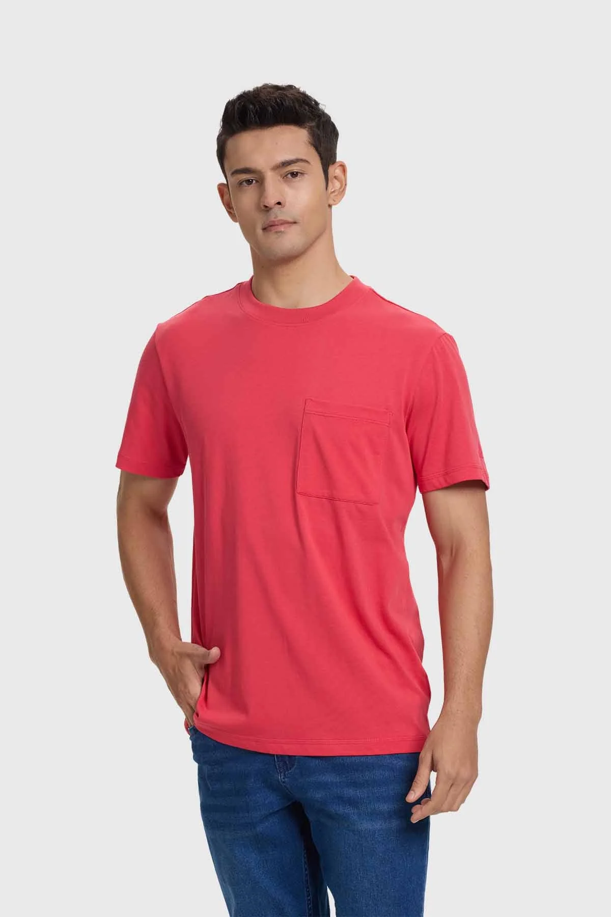 Polera Lisa Con Bolsillo Roja - Image 3